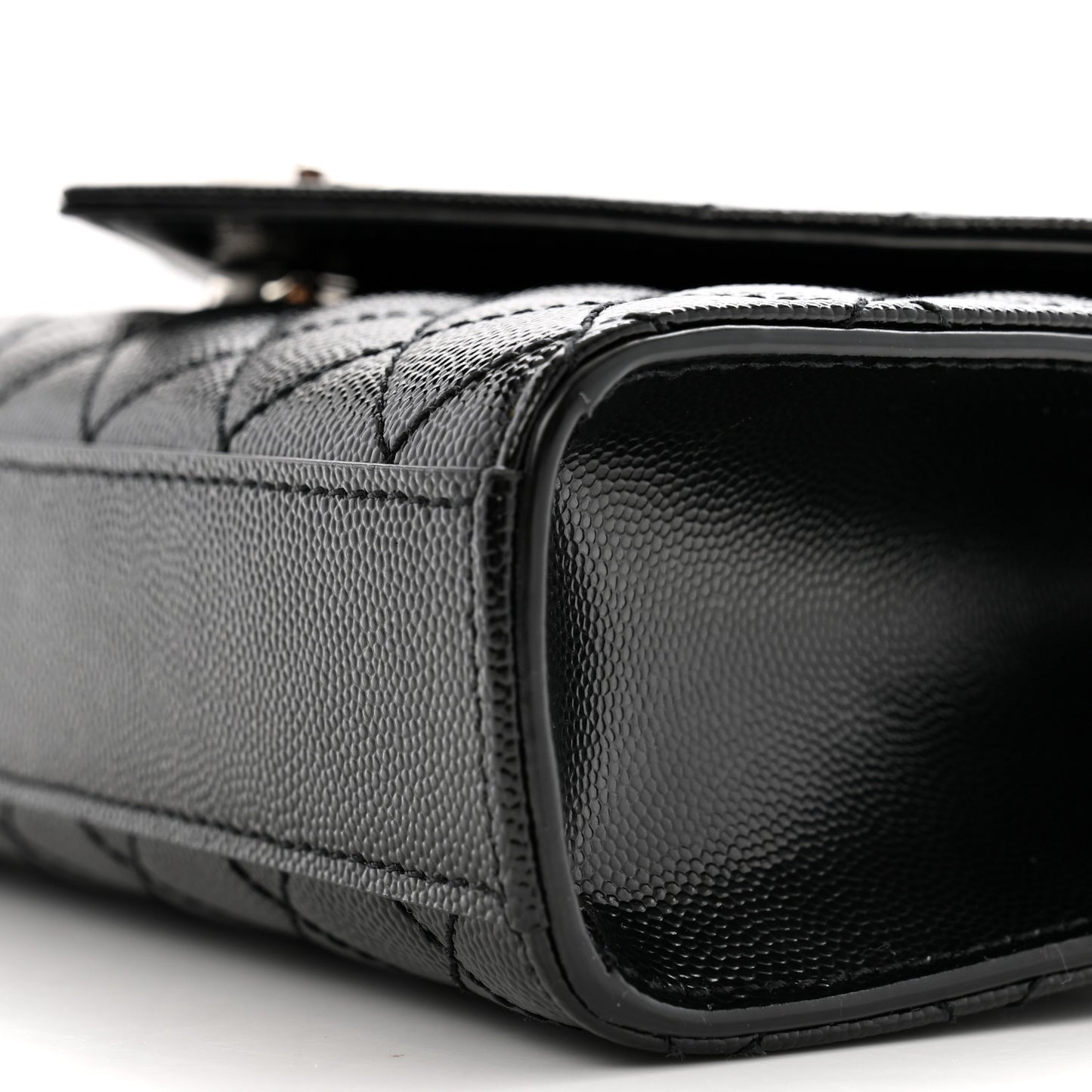 Grain De Poudre Textured Mixed Matelasse Triquilt Small Monogram Satchel Black