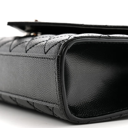 Saint Laurent Grain De Poudre Textured Mixed Matelasse Triquilt Small Monogram Satchel Black 10 of 12