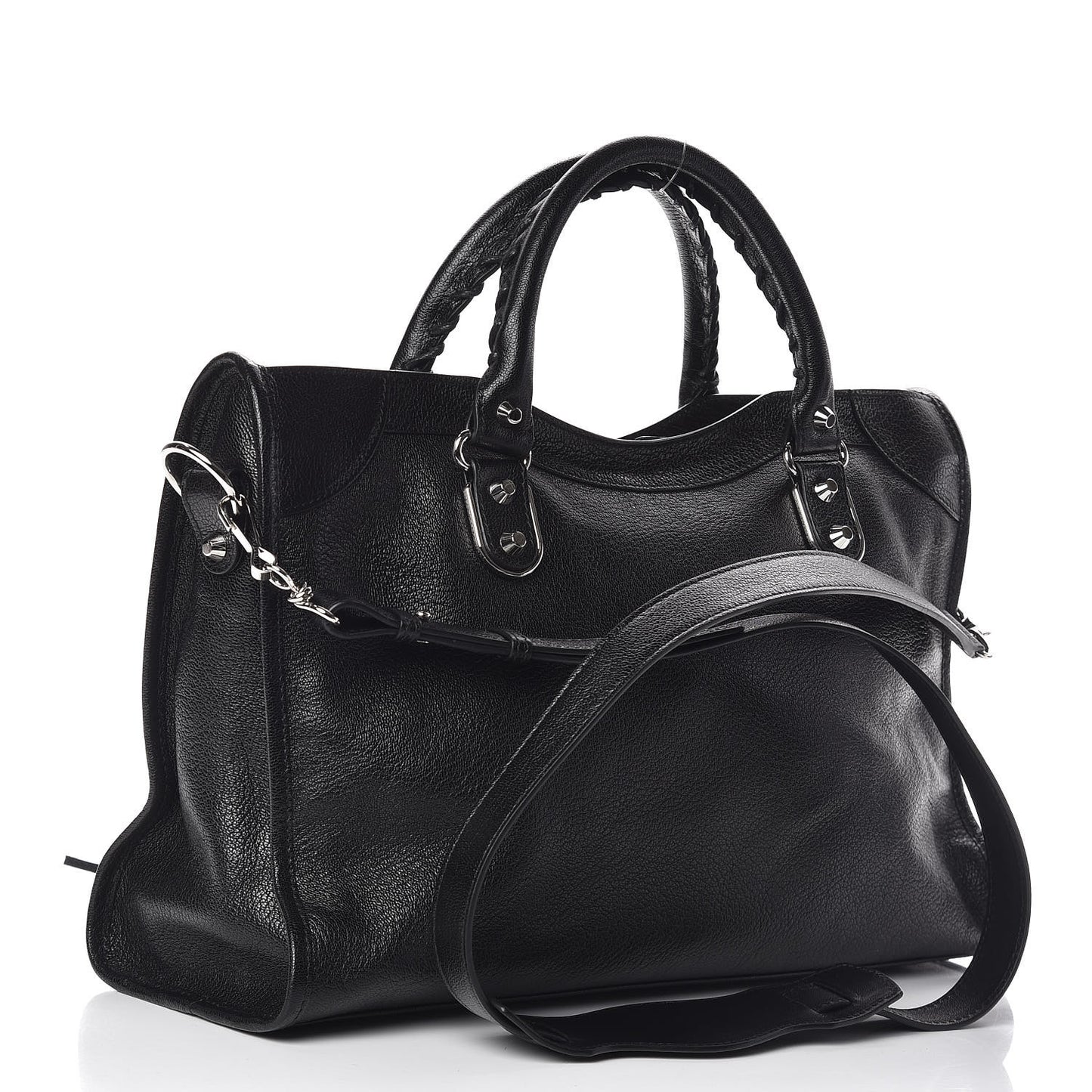 Chevre Silver Metallic Edge Hardware City Black