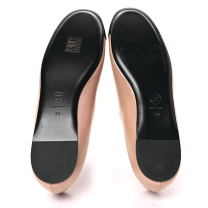 Chanel Lambskin Grosgrain Pearl Mary Jane Flats 39 Beige Black 5 of 9