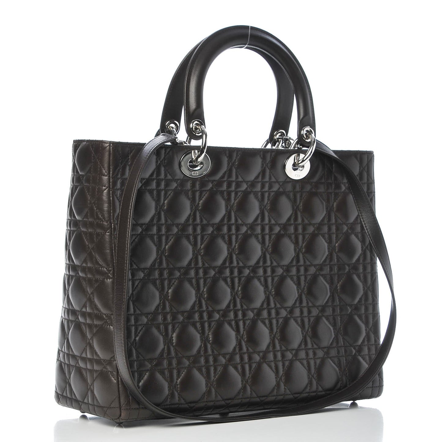 Lambskin Cannage Large Lady Dior Dark Brown