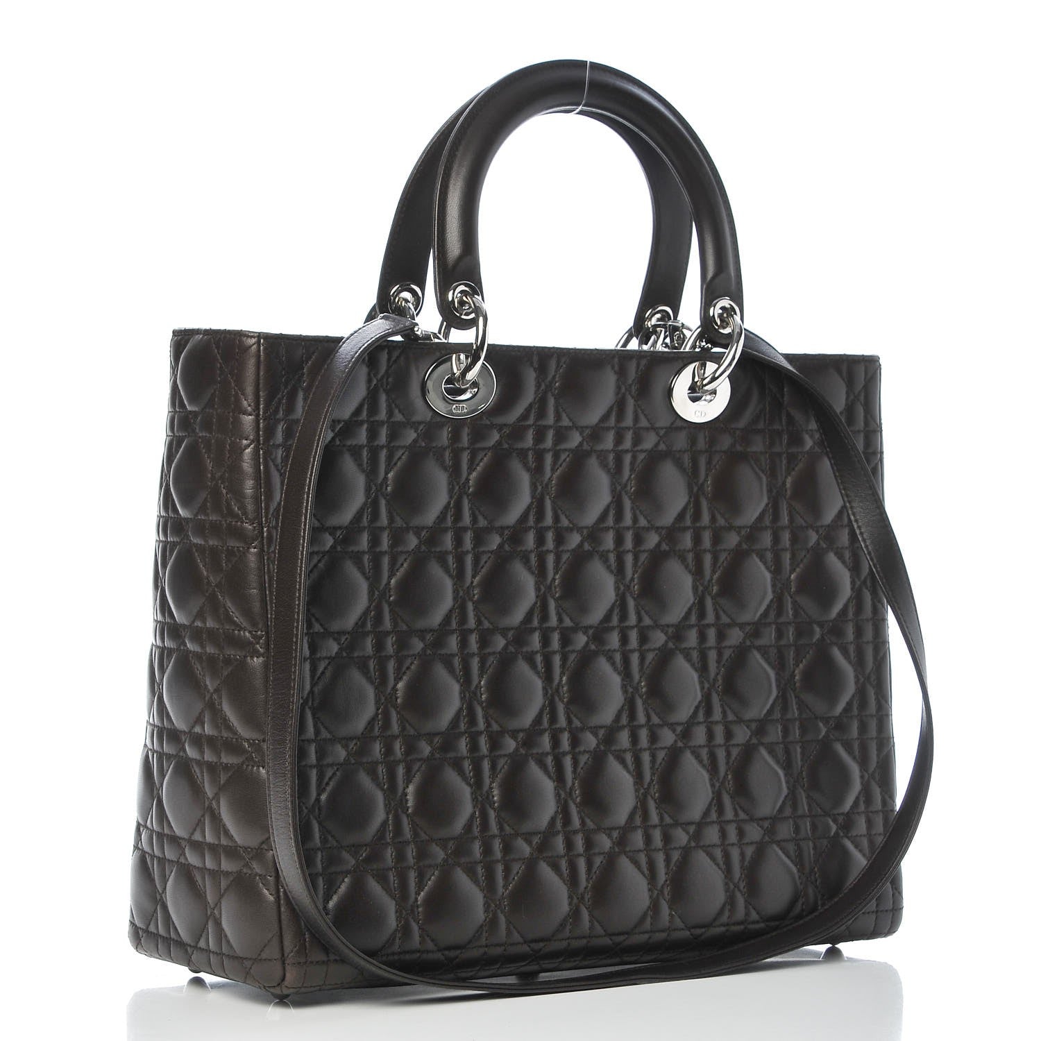 Christian Dior Lambskin Cannage Large Lady Dior Dark Brown 4 of 11