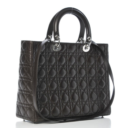 Christian Dior Lambskin Cannage Large Lady Dior Dark Brown 4 of 11