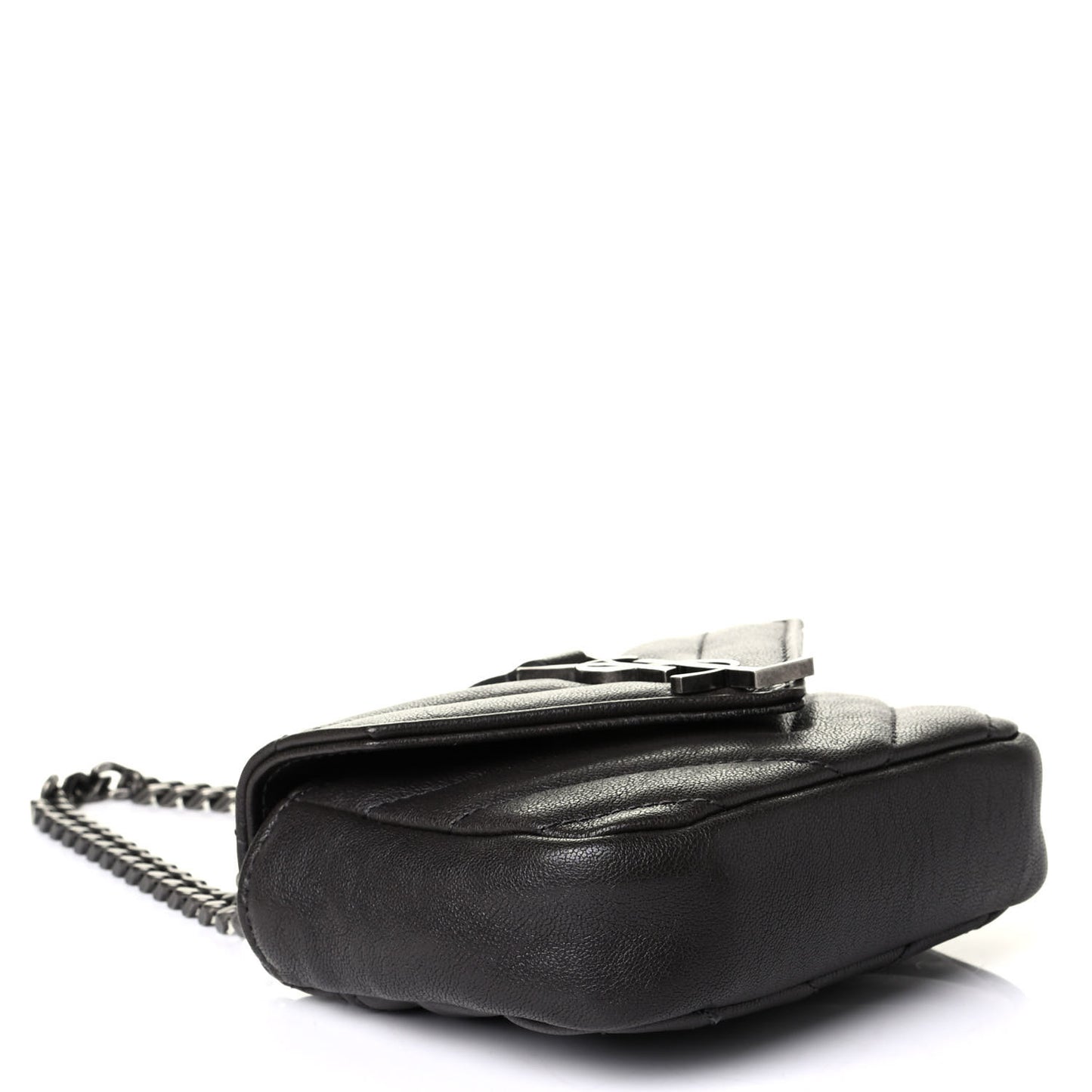 Sheepskin Matelasse Chevron Monogram Mini College Bag Dark Anthracite