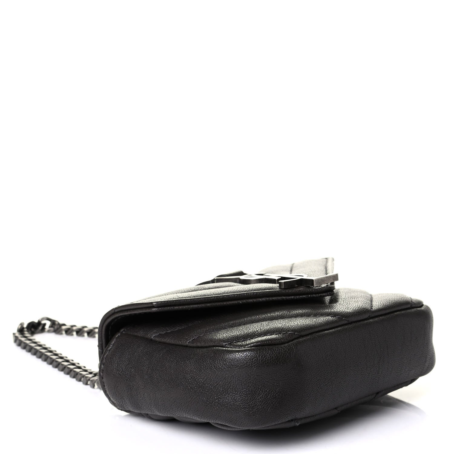Saint Laurent Sheepskin Matelasse Chevron Monogram Mini College Bag Dark Anthracite 3 of 6