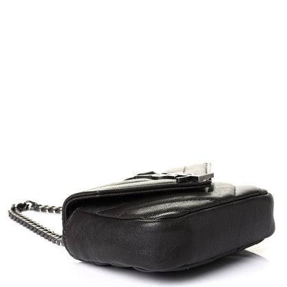 Saint Laurent Sheepskin Matelasse Chevron Monogram Mini College Bag Dark Anthracite 3 of 6