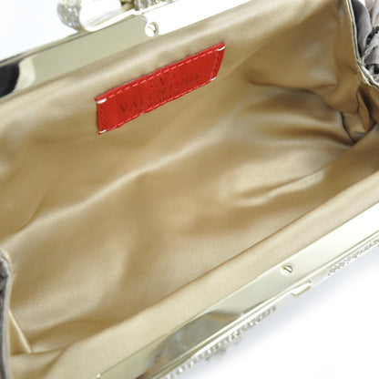Valentino Garavani Swarovski Crystal Bow Frame Satin Beaded Evening Bag 6 of 7