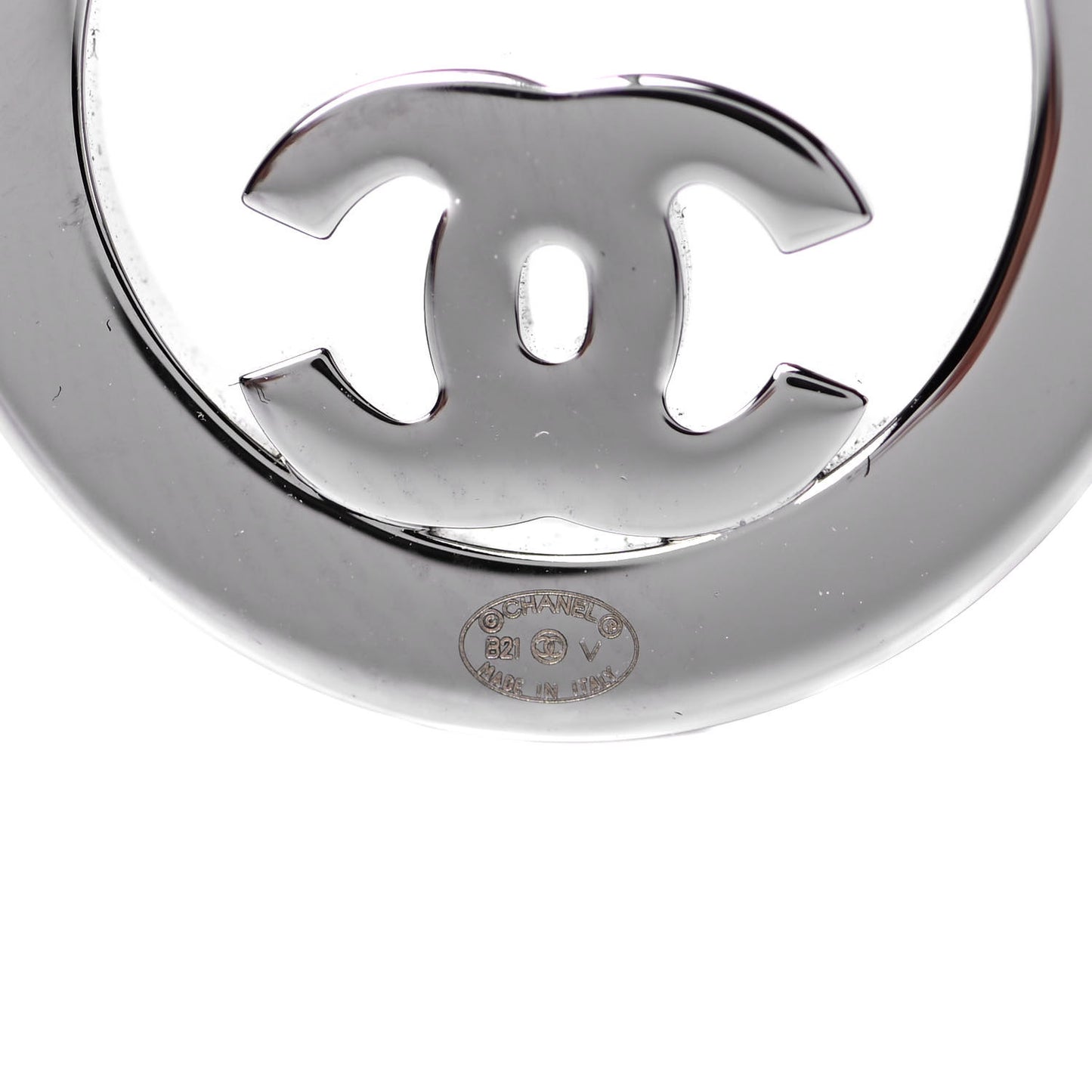Crystal CC Round Earrings Silver