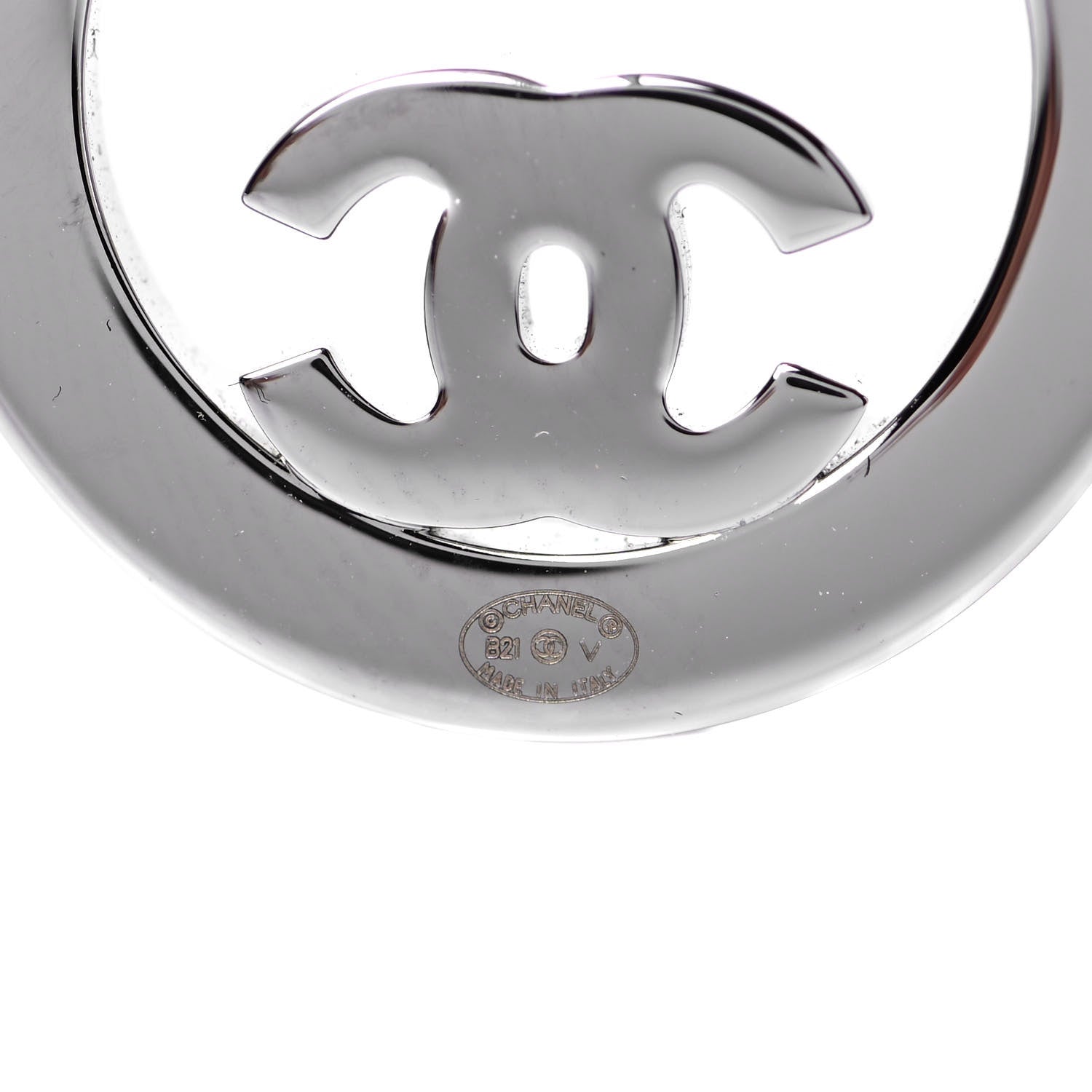 Chanel Crystal CC Round Earrings Silver 4 of 4