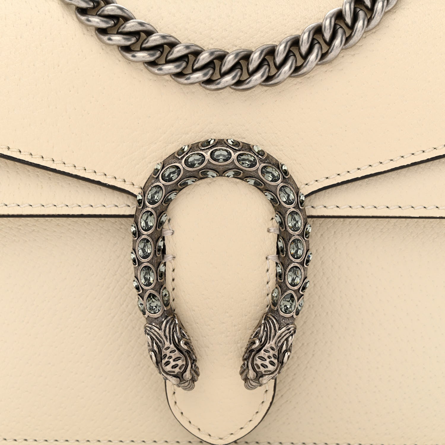 Gucci Textured Calfskin Crystal Mini Dionysus Shoulder Bag Mystic White 8 of 15