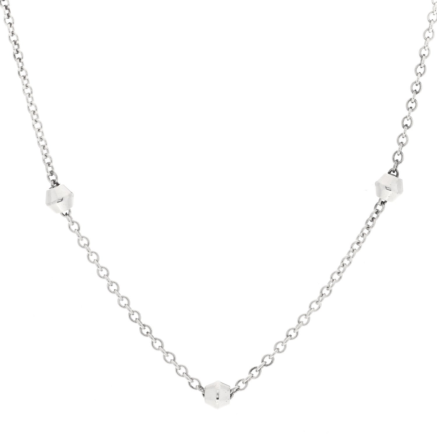 Tiffany Sterling Silver Barrel Bead Station Chain Necklace 1 of 5