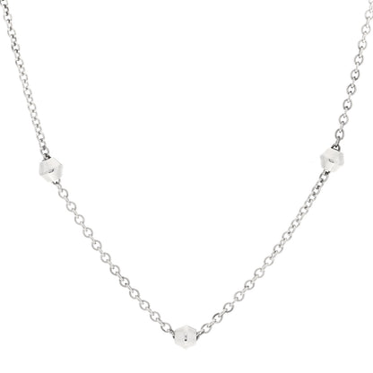 Tiffany Sterling Silver Barrel Bead Station Chain Necklace 1 of 5