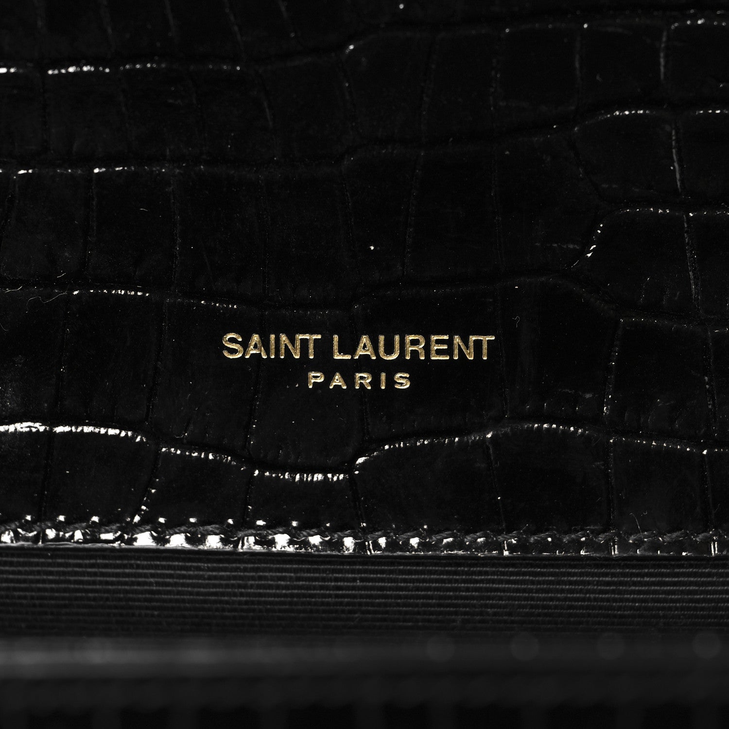 Saint Laurent Calfskin Crocodile Embossed Medium Classic Monogram Kate Tassel Satchel Black 6 of 9