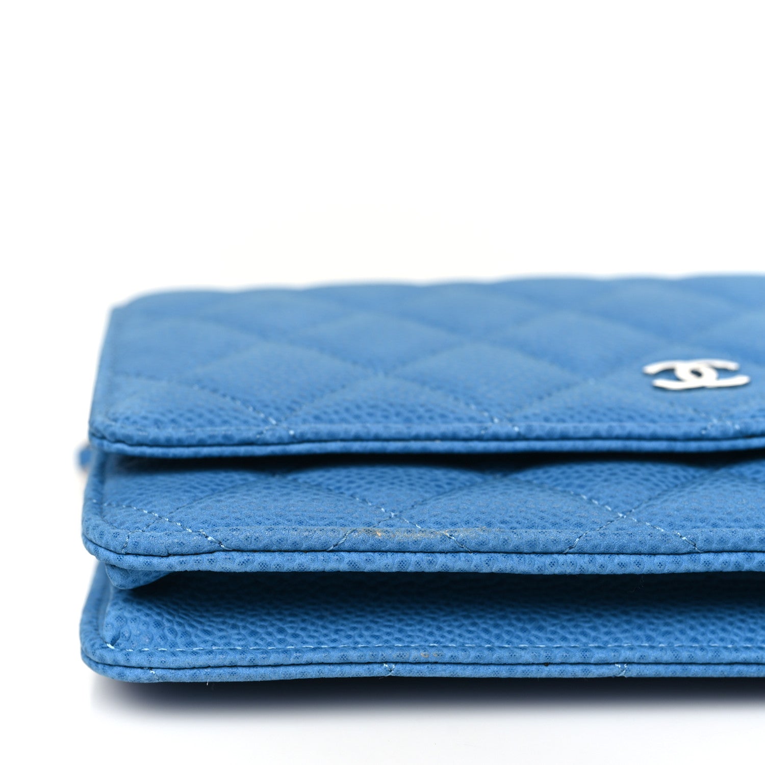 Chanel Iridescent Caviar Quilted Wallet on Chain WOC Blue 12 of 13