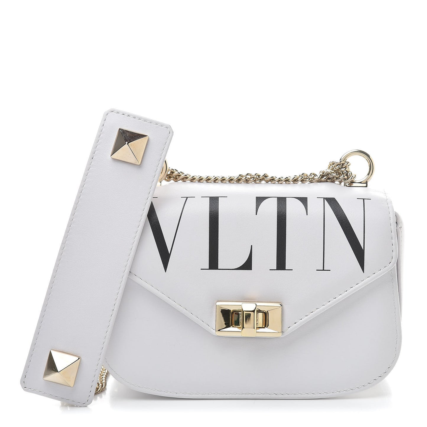 Calfskin VLTN Small Shoulder Bag White
