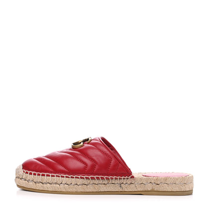 Gucci Nappa Matelasse GG Marmont Espadrille Slippers 37 Hibiscus Red 1 of 15