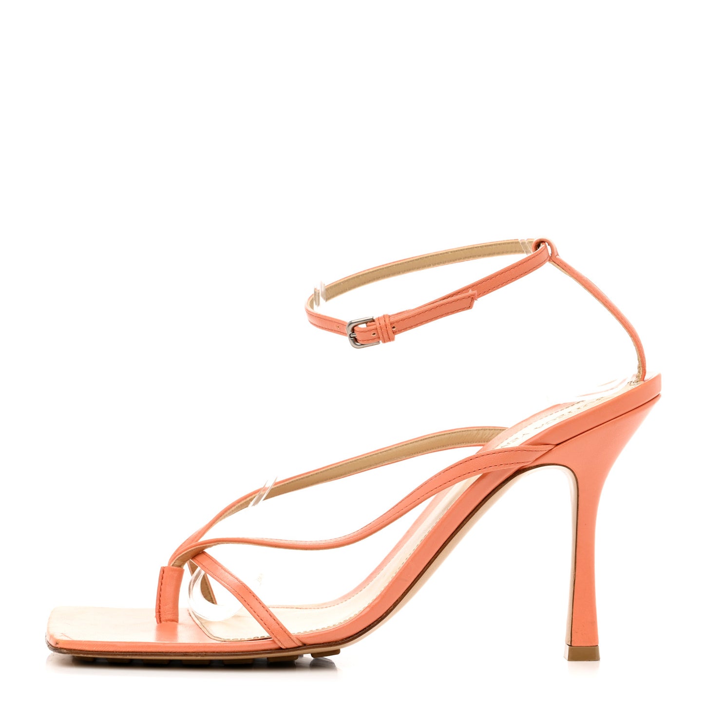 Lambskin Stretch Multi Strap 90mm Sandals 41 Papaya