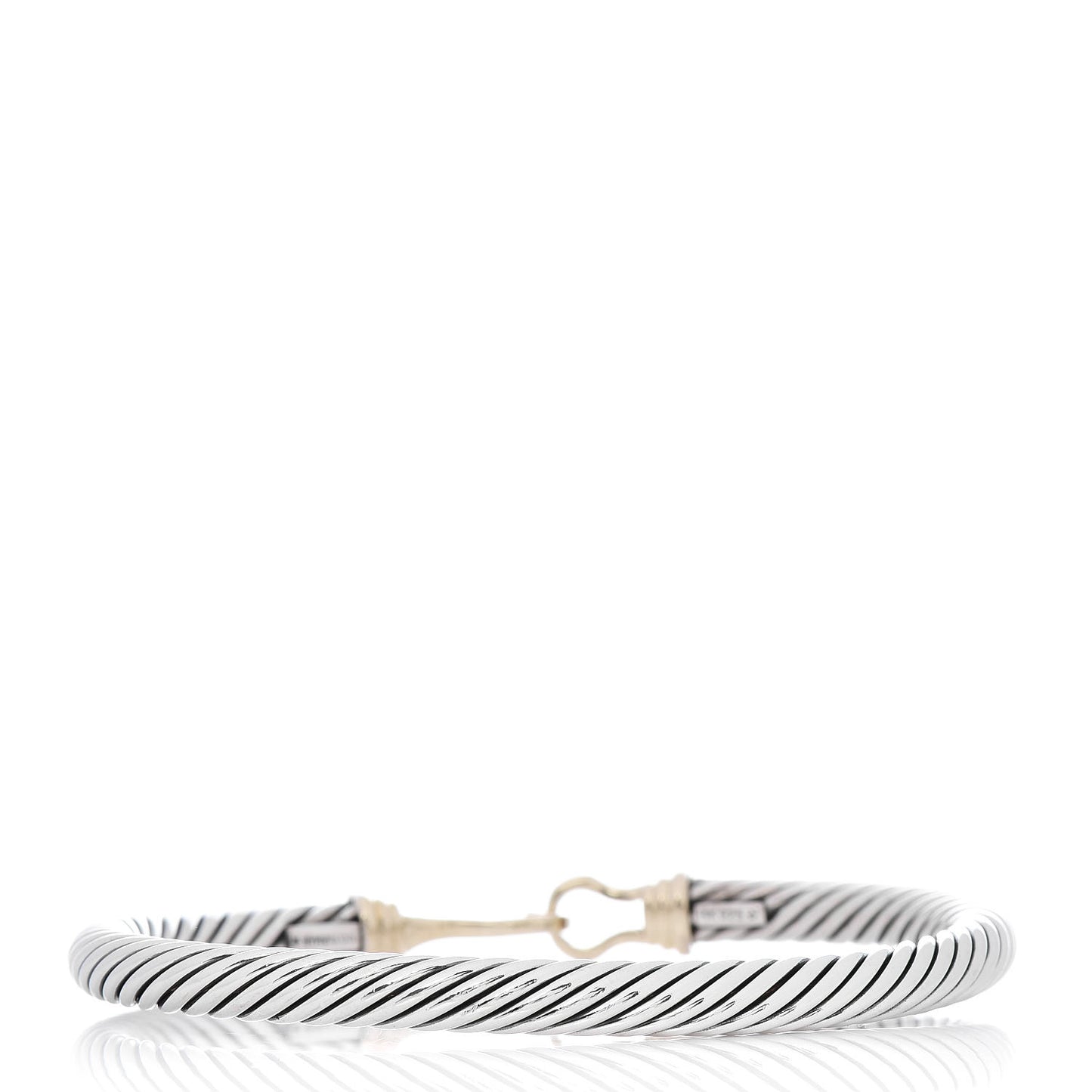 Sterling Silver 14K Yellow Gold 5mm Cable Classic Buckle Bracelet