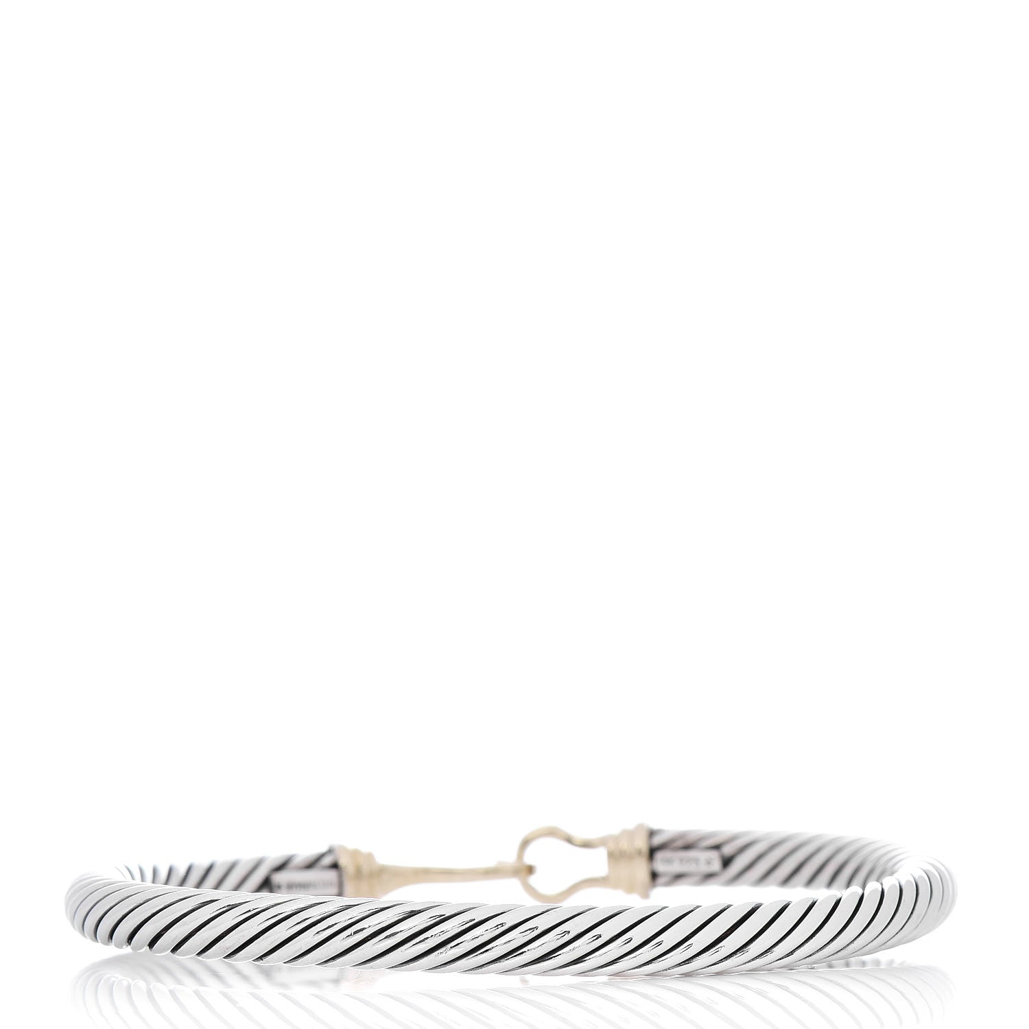 David Yurman Sterling Silver 14K Yellow Gold 5mm Cable Classic Buckle Bracelet 3 of 5