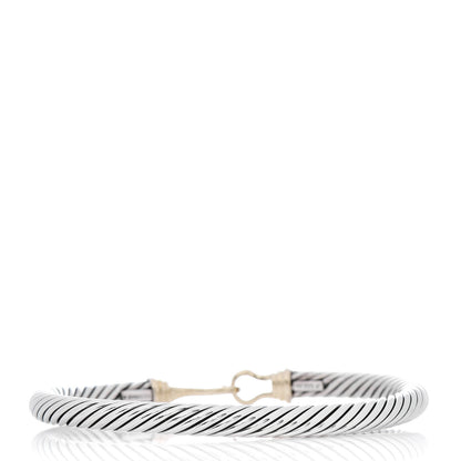 David Yurman Sterling Silver 14K Yellow Gold 5mm Cable Classic Buckle Bracelet 3 of 5
