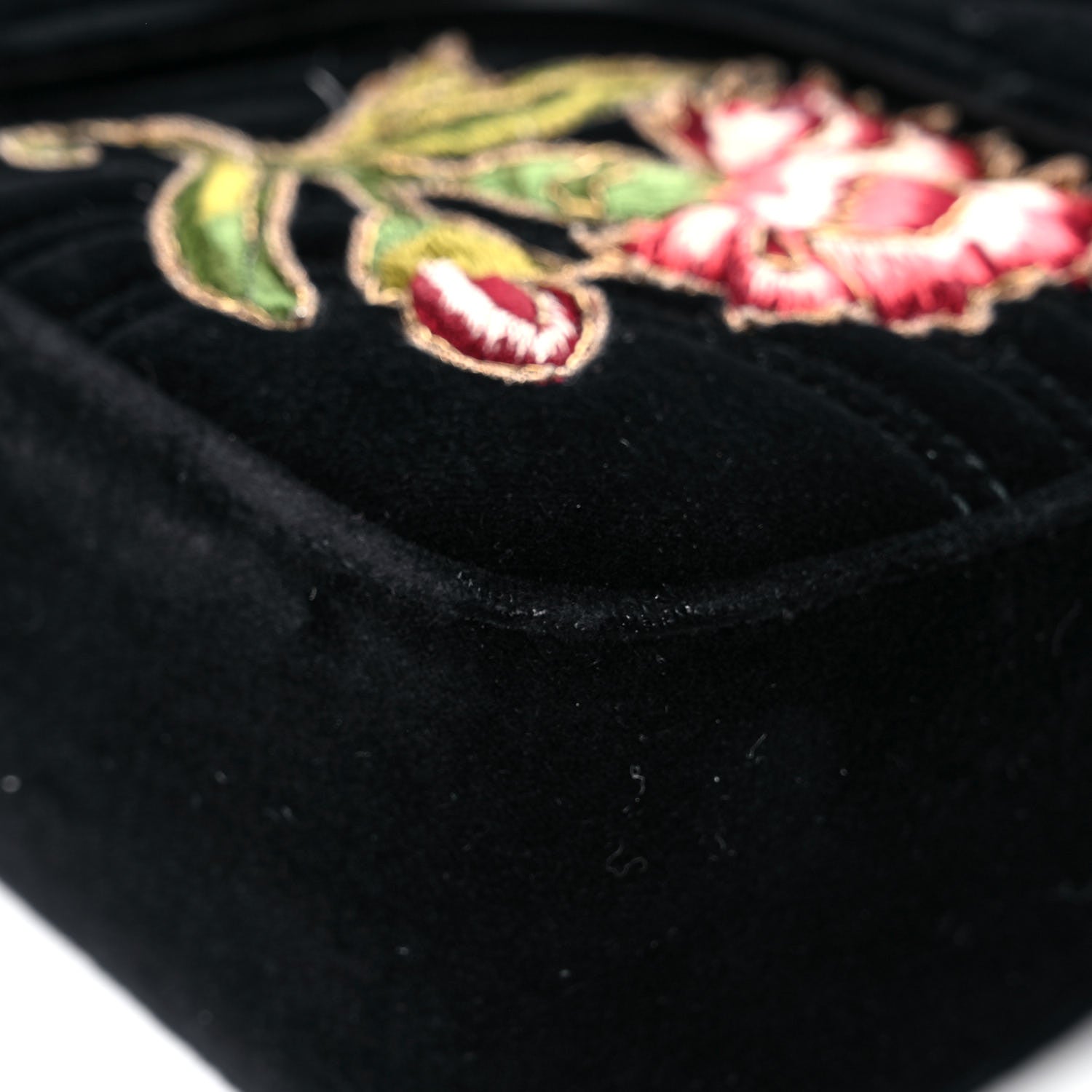 Gucci Velvet Matelasse Loved Embroidered Medium GG Marmont Shoulder Bag Black 10 of 16
