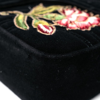 Gucci Velvet Matelasse Loved Embroidered Medium GG Marmont Shoulder Bag Black 10 of 16