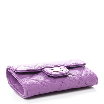 Chanel Caviar Quilted Flap Card Holder Wallet Purple 4 of 9