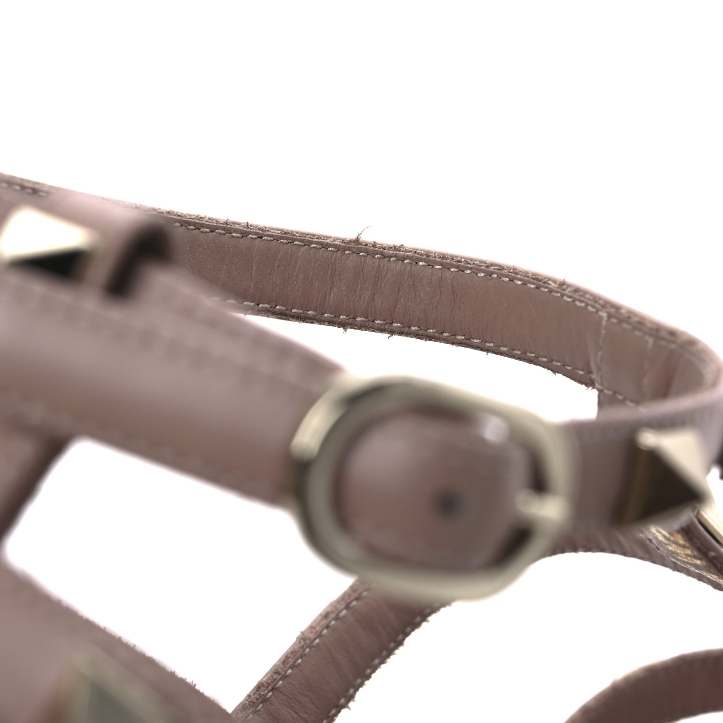 Calfskin Rockstud Ankle Strap Torchon Espadrille Caged 25/95mm Wedge Sandals 38 Rose Canelle