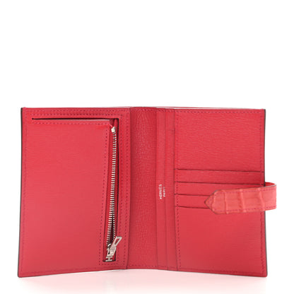 Hermes Matte Alligator Bearn Compact Wallet Bougainvillea 5 of 10