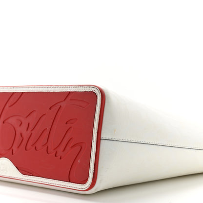 Christian Louboutin Calfskin Leopard Print Spikes Small East West Cabata Tote Snow 10 of 14