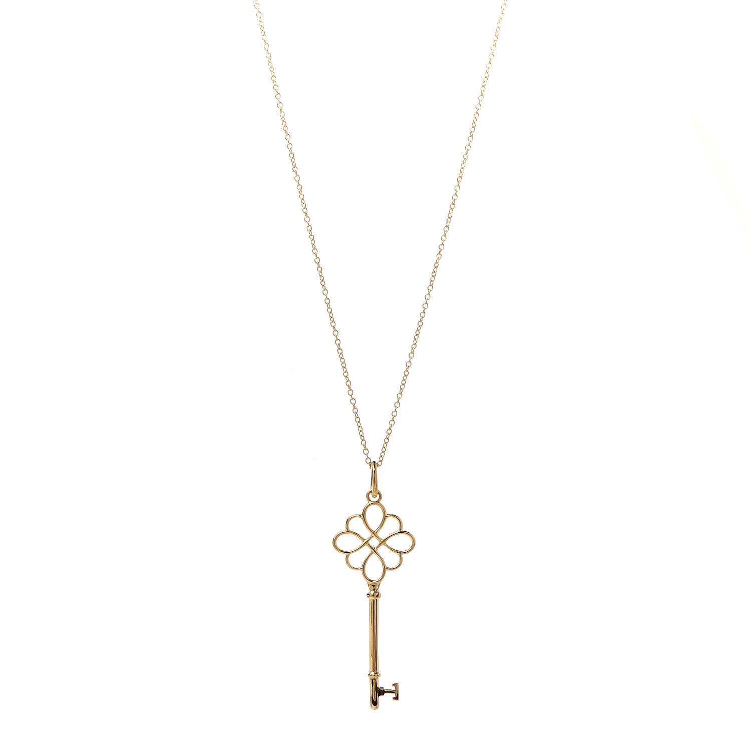 Tiffany 18K Yellow Gold Knot Key Pendant Necklace 1 of 7