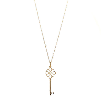 Tiffany 18K Yellow Gold Knot Key Pendant Necklace 1 of 7