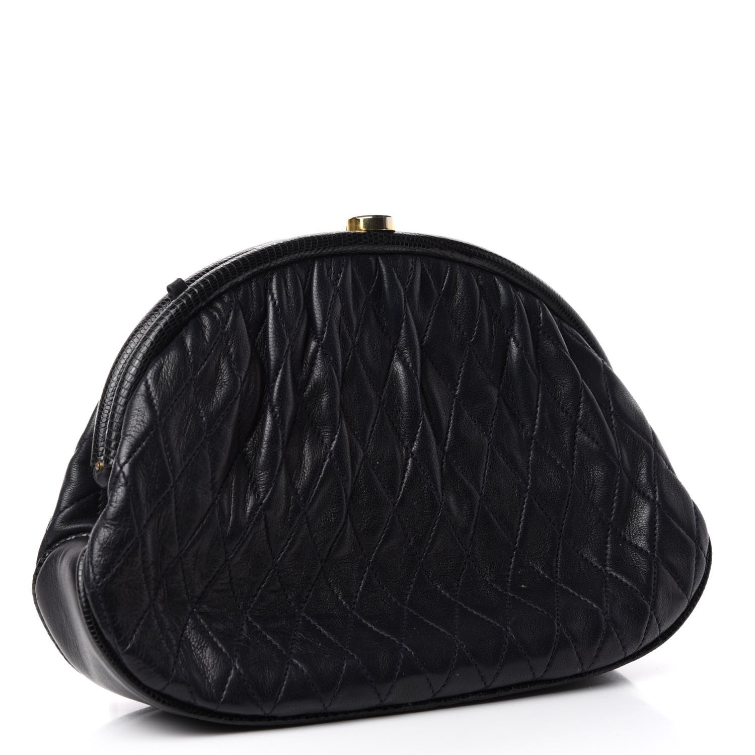Chanel Lambskin Quilted Frame Clutch Navy 3 of 8