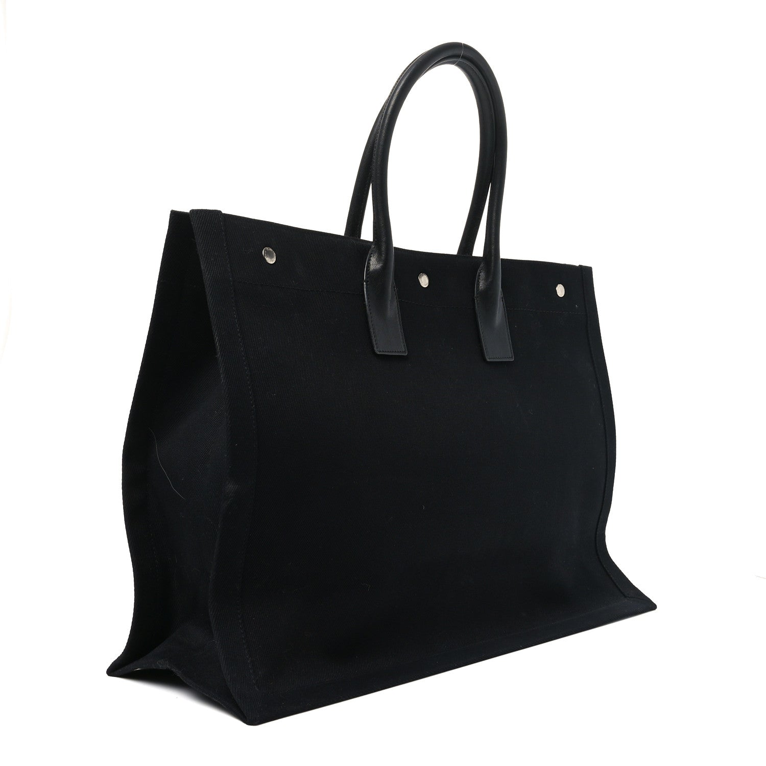 Saint Laurent Linen Calfskin Rive Gauche Tote Black 3 of 10
