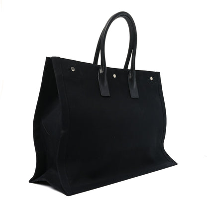 Saint Laurent Linen Calfskin Rive Gauche Tote Black 3 of 10