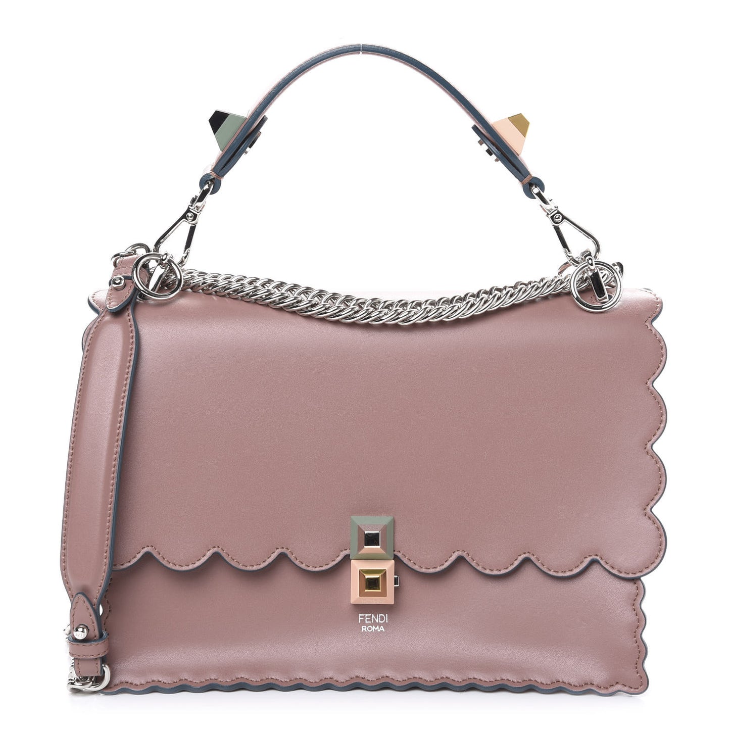 Vitello Liberty Scalloped Studded Kan I Shoulder Bag English Rose