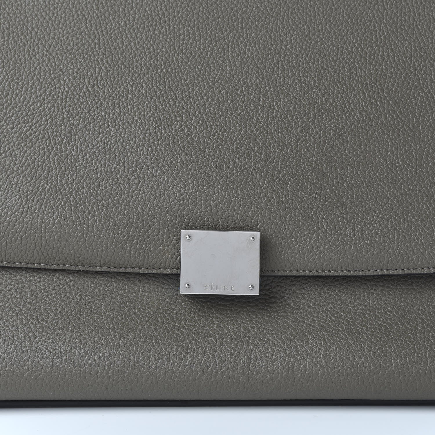 Celine Drummed Calfskin Suede Medium Trapeze Souris 9 of 10