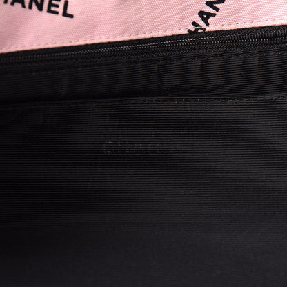 Chanel Canvas Quilted Printed Logo Tote Pink Black 6 of 24