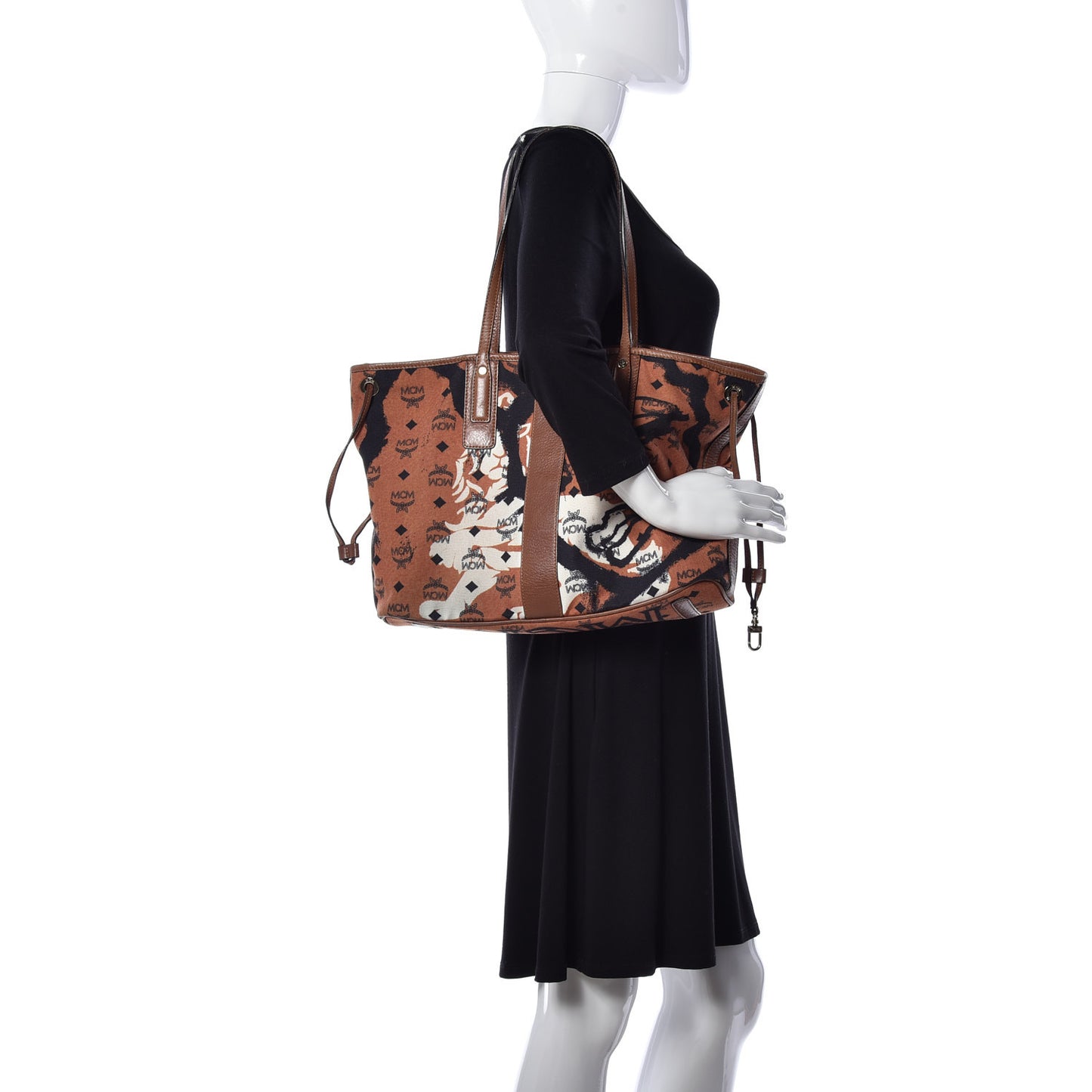 X Patricia Fields Visetos Medium Liz Reversible Shopper Tote Cognac