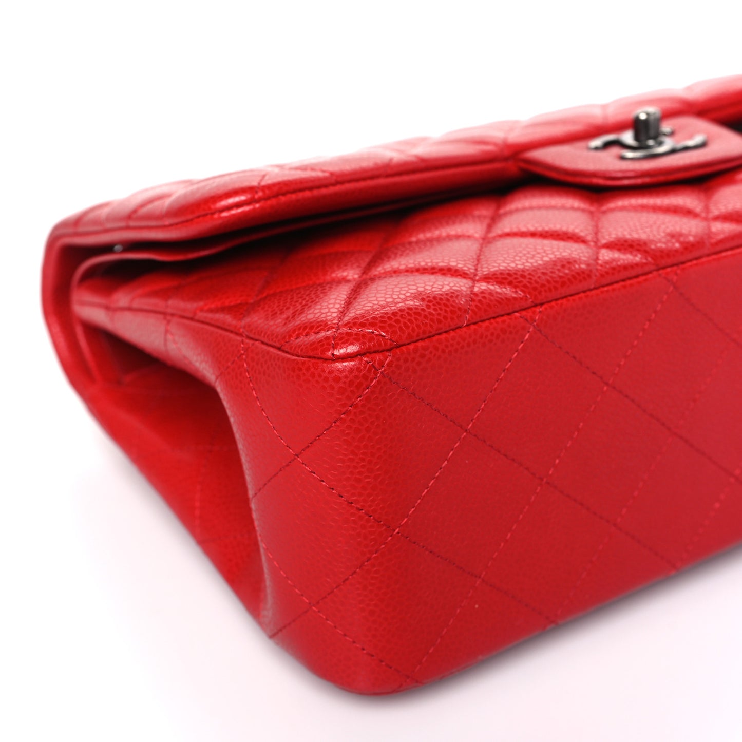 Caviar Quilted Jumbo Double Flap Red