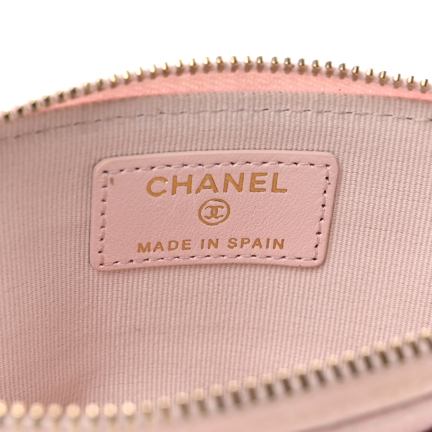 Caviar Quilted Crystal Zip Card Holder Wallet Light Pink