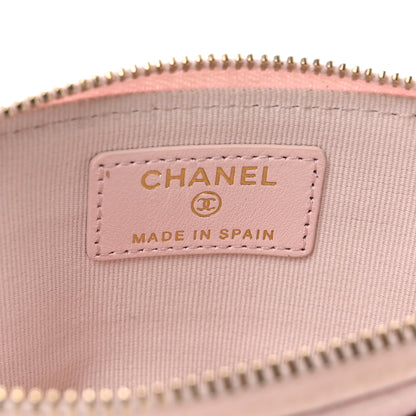 Chanel Caviar Quilted Crystal Zip Card Holder Wallet Light Pink 6 of 7