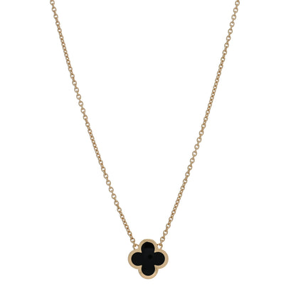 Van Cleef & Arpels 18K Yellow Gold Black Onyx Pure Alhambra Pendant Necklace 1 of 4