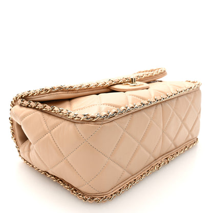 Chanel Crumpled Calfskin Medium Chain All Over Flap Beige 4 of 10