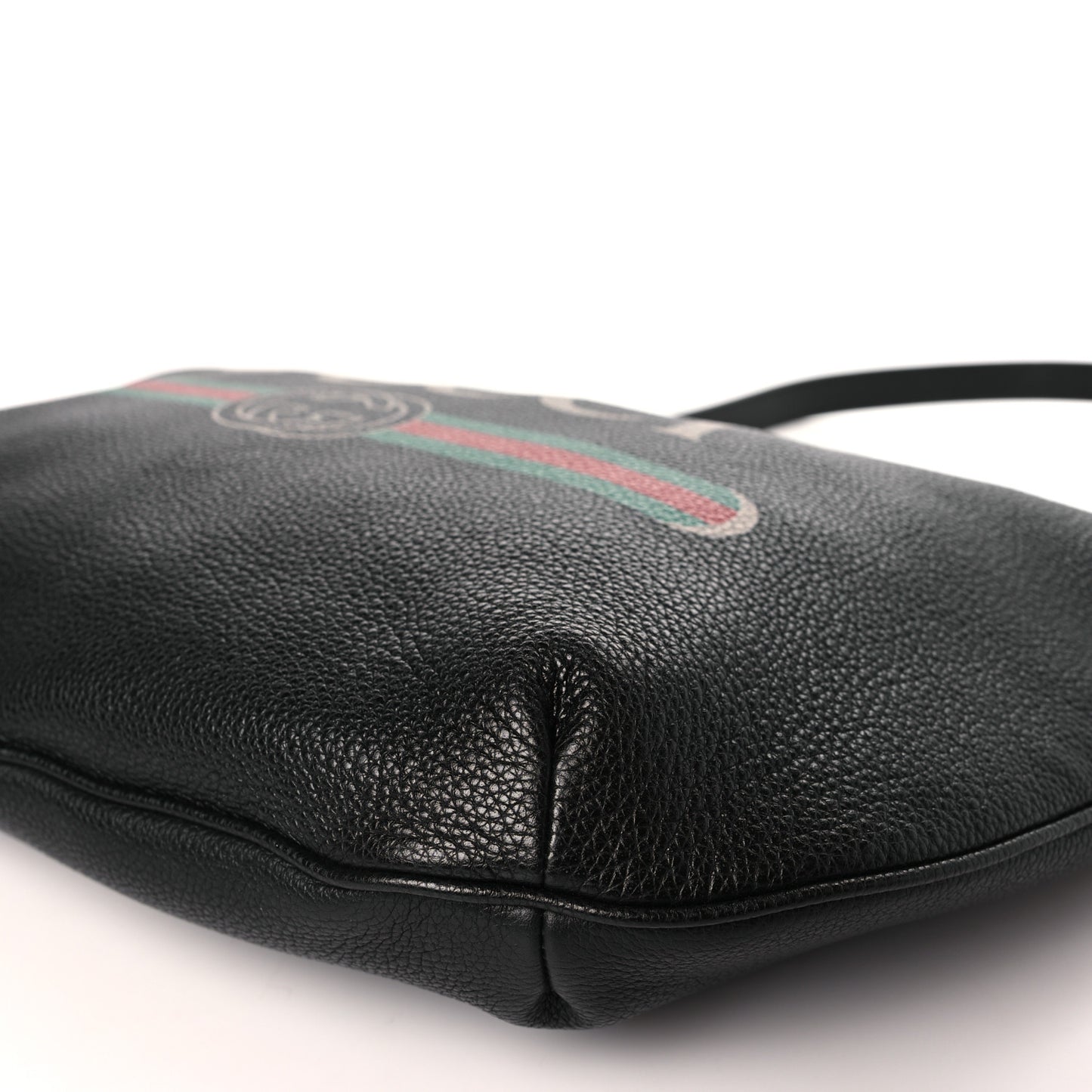 Grained Calfskin Logo Half Moon Hobo Black