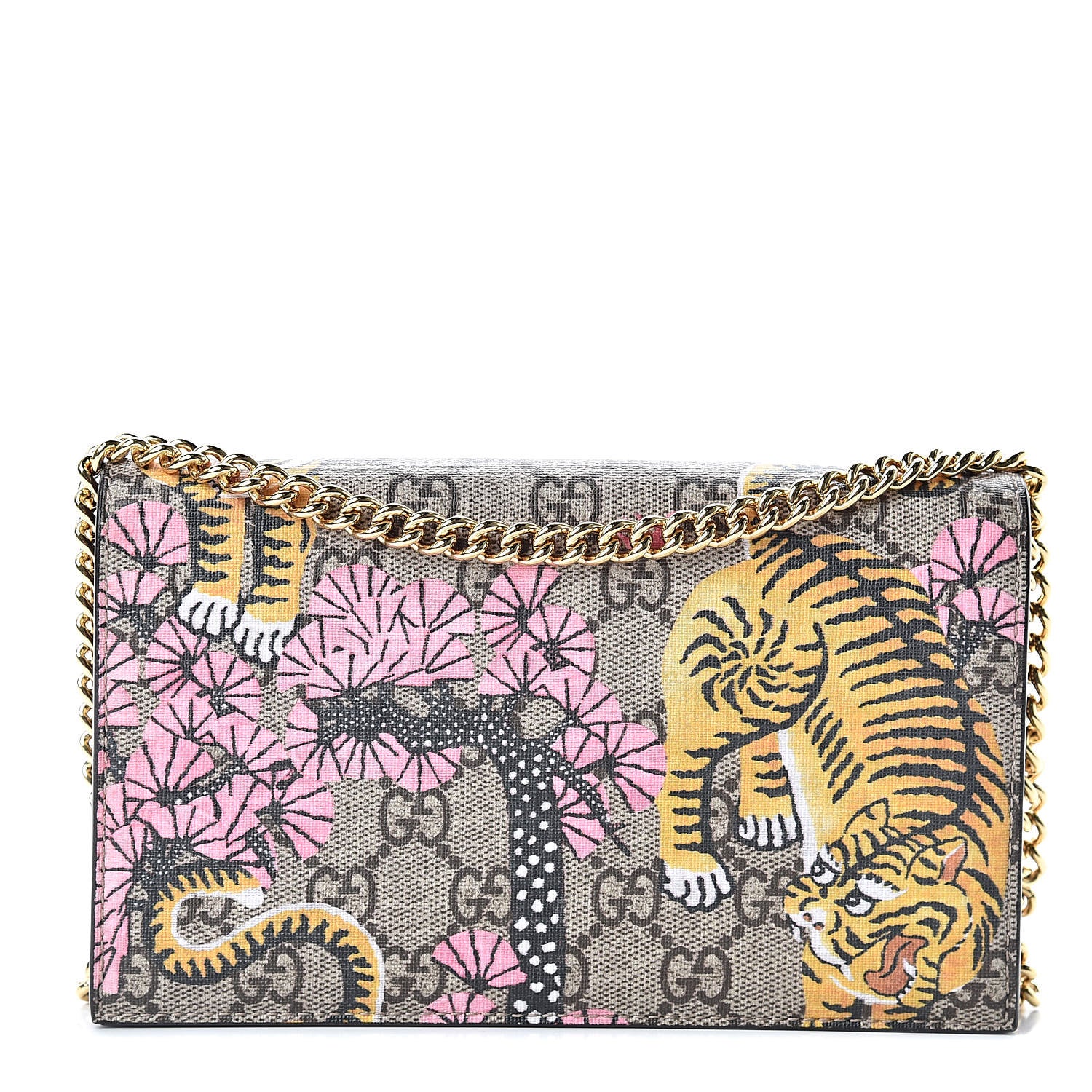 Gucci GG Supreme Monogram Bengal Chain Wallet Beige Pink 1 of 10