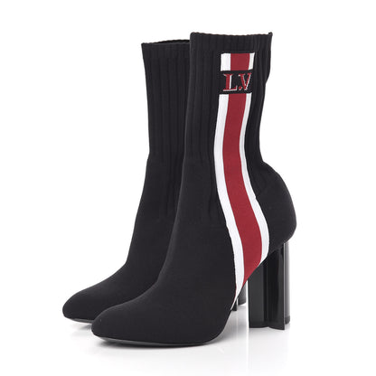 Louis Vuitton Stretch Fabric Silhouette Stripe Ankle Boots 37.5 Black 3 of 6