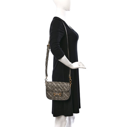 Gucci X BALENCIAGA GG Supreme Monogram Web Logo Print Mini Horsebit 1955 Shoulder Bag Beige Ebony 2 of 9