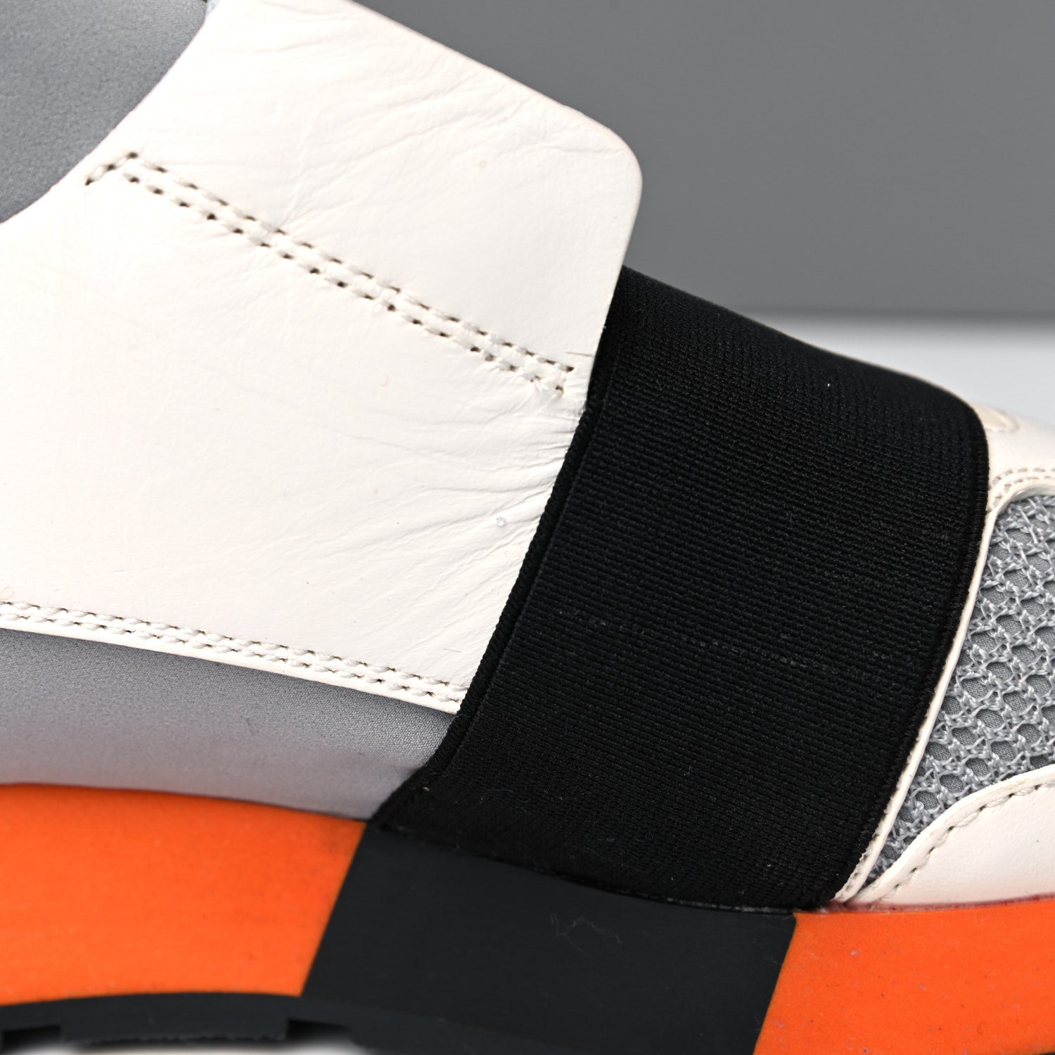 Balenciaga Calfskin Neoprene Mesh Suede Race Runner Sneakers 38 White Black Grey 13 of 15