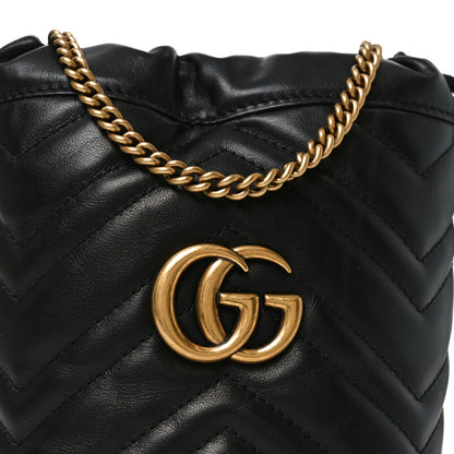 Gucci Calfskin Matelasse Mini GG Marmont 2.0 Bucket Bag Black 8 of 10